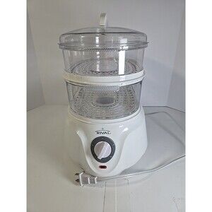 Rival Electric Food Steamer CKRVSTLM21 2-Tier Vegetable Cooker White Tested